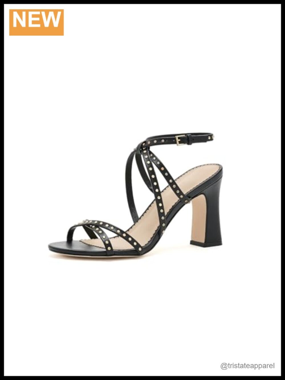 Studded Metallic Leather Slingback Block Heel Sandals Formal